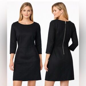 SPANX Perfect A-Line Ponte Dress Black 3/4 Sleeve Work Office Stretch Sm 20382